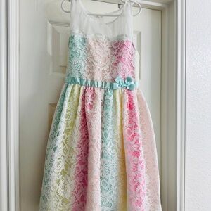 Jona Michelle Multicolor Lace Dress with Bow